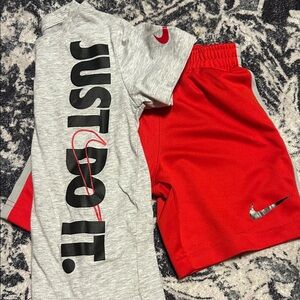 Nike Kids Red and Gray Short Set